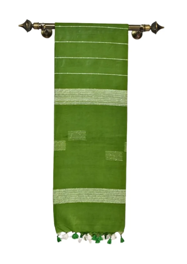Green Elegance Bhagalpuri Handwoven Saree (Silk & Viscose)