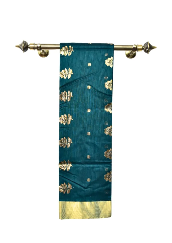 Teal Blue Chanderi Saree (Silk Cotton)