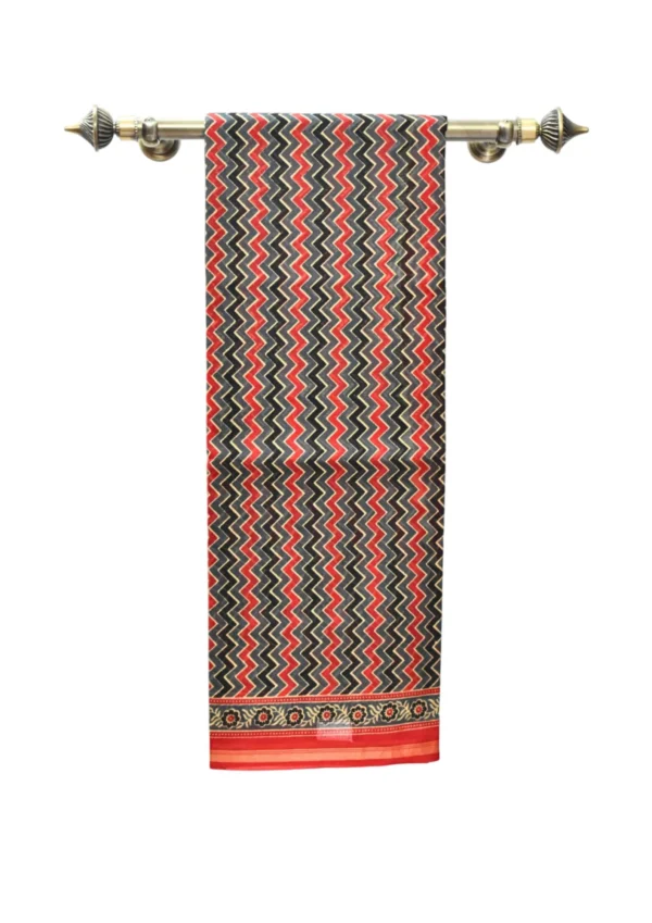 Chanderi Silk Cotton Saree – Ajrak Handblock