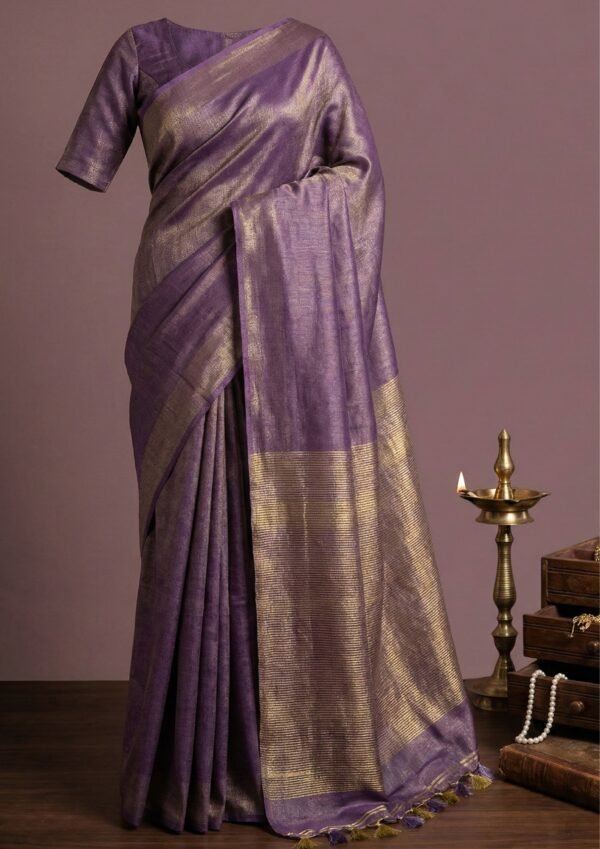 Linen Tissue Khaddi Saree for Festive & Daily Wear | With Blouse
